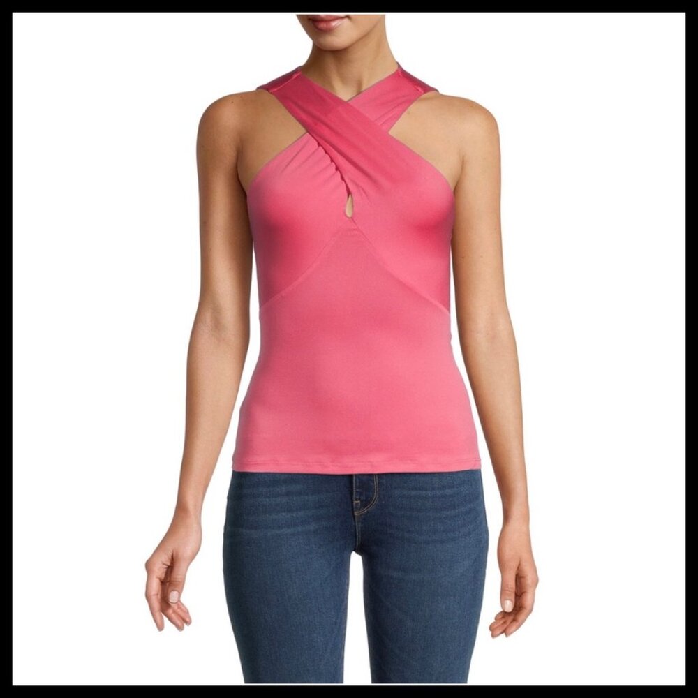NWT BCBGMAXAZRIA Women's Fitted Bodycon Twist Knot Tank Top In Coral